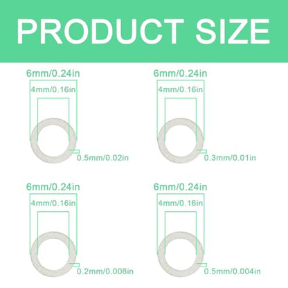 M4×6mm 304 Stainless Steel Shim Washers, 48-Piece Ultra-Thin Spacer Set | 0.1/0.2/0.3/0.5mm thickness selection for precise gap control in electronics, robotics, miniature assemblies and DIY repairs - size: M4x6