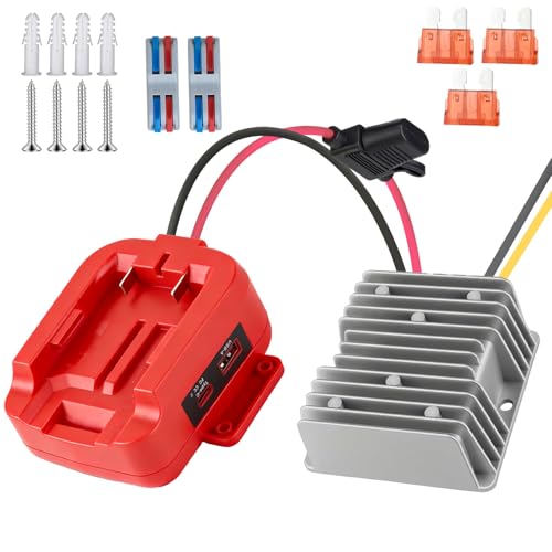 180W Power Battery Adapter Wheel for Craftsman 20V Battery with USB & Type C Charging, 20V to 12V Step Down Converter for DIY Rc Car Toys, Robotics and Rc Truck - color: Red