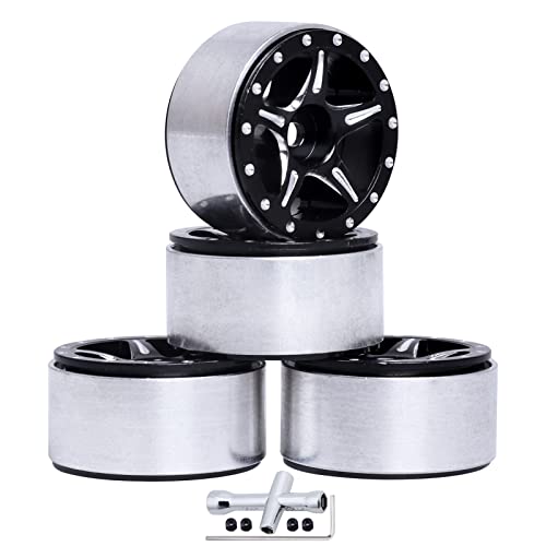 1.0 Beadlock Wheel Rims Compitable with 1/24 RC Crawler Car Axial SCX24 Gladiator Deadbolt Bronco C10 JLU Upgrade Parts
