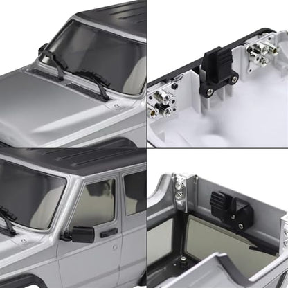 RC Cars Models Compatible with TRX4-M for Bronco for Defender for Cherokee Wheelbase Hardtop Body Shell Kit with Front Rear Bumpers 1/18 RC Crawler(Gray) - color: Gray
