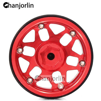 1.9 RC Beadlock Wheels Rims Aluminum Heavy Duty 1/10 Crawler Wheel Hubs For 1:10 Rock Crawler Car Axial SCX10 I II III 90046 TRX4 TRX6 VS4-10 CC01 D90 RC4WD Redcat Gen8 1.9" Tires (Red) - color: Red