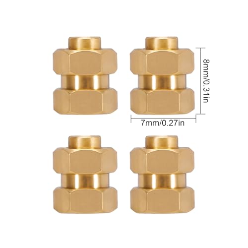 INJORA Brass +5mm Wheel Hex Hub Extenders for Axial SCX24 AX24