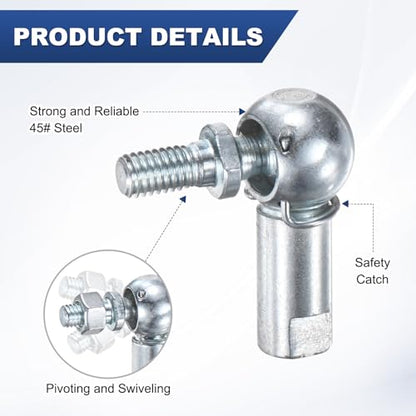 M METERXITY 4-Pack CS10 Ball Head Rod End Bearing, M5x0.8 Right Male Thread and Left Female Thread Self-lubricating Carbon Steel Angle Ball Joint Socket End Fitting for Automotive - size: M5x0.8, style: Left Thread