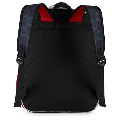 AI ACCESSORY INNOVATIONS Sonic The Hedgehog Backpack for Boys & Girls, Shadow 16 Inch Schoolbag with Die-cut Metallic Gold Ring Pocket, Black - color: Shadow Rings