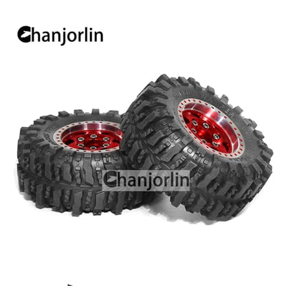 1/24 1/18 RC Crawler Tires and Beadlock Wheels Rims Offset -2.5mm 1.0 Super Soft Sticky Mud Terrain Rock Tyres OD 55mm for 1:24 1:18 Car Axial SCX24 FMS AX24 FCX18 FCX24 TRX4M 4Pcs (Red) - color: Red