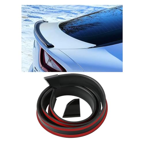 JOYCOURT Car Rear Spoiler Roof Lip Kit, Matte Black 3D Rubber Trunk Spoiler | Roof Spoiler Wing Trim Strip, Cool Car Decoration, Universal Punch-Free Vehicle Exterior Accessory Sticker for Bumper - style: Matte black
