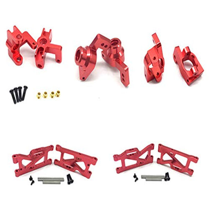 5Pcs 14th RC Car Truck Parts Rear Hub Carriers Set Fits WLtoys 144001 - Upgrade Your Kit with Weight & Aluminum Construction - Perfect for DIY Enthusiasts and - Red, Red - color: Red