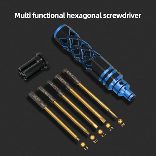 5-in-1 RC Tool Kit, Hex Allen Screwdriver Kit, RC Screwdriver Set 1.5mm 2.0mm 2.5mm 3.0mm RC Car Repair Tool Kit for RC Model Car Boat Helicopter (Blue) - color: Blue