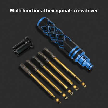 5-in-1 RC Tool Kit, Hex Allen Screwdriver Kit, RC Screwdriver Set 1.5mm 2.0mm 2.5mm 3.0mm RC Car Repair Tool Kit for RC Model Car Boat Helicopter (Blue) - color: Blue