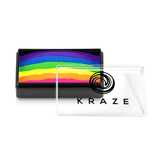 Dome Stroke - Bright Neon (25 gm), Water Activated, Professional UV Glow Blacklight Reactive Face and Body Painting Rainbow Cakes, Hypoallergenic, Safe, 1-Stroke Split Cake - color: Bright Neon