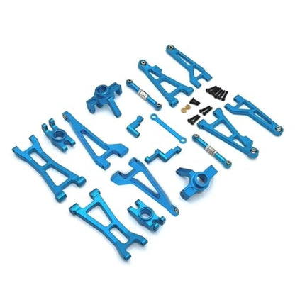 RC Accessory Compatible with MJX 16207 16208 16209 16210 Metal Front and Rear Suspension Arm Steering Cup Link Rod Set 1/16 RC Car Upgrade Parts Kit(Blue,16207) - color: Blue, size: 16207