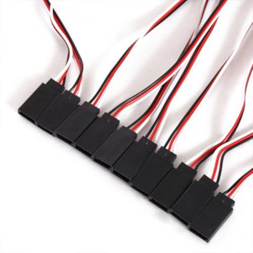Vaguelly 10pcs 32cm 3-pin Male to Female Servo Extension Cable Lead Wire for Rc Car and Helicopter Receiver Connection Sturdy Hard Plastic