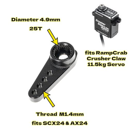 RampCrab RC Micro Servo Horn, 25T, Diameter 4.9mm, M1.4mm, Aluminium Alloy 7075, Servo Arm Upgrade Accessory for AX24 & SCX24