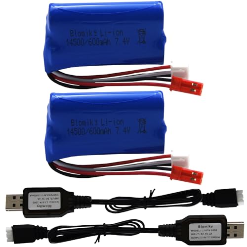Blomiky 7.4V 2S 600mAh Li-ion Rechargeable Battery with JST Plug and Cable Suitable for Some RC Cars Trucks Vehicles /7.4V 600mAh JST