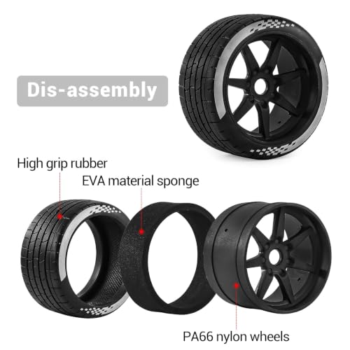 4PCS RC Highway Off-Road Truck Wheels & Tires - Compatible with 1/8 Typhon 6S BLX, 1/7 Infraction 6S BLX/Limitless - Foam Insert Plastic Rims (Black(4pcs)) - color: Black(4pcs)