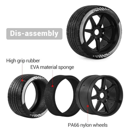 4PCS RC Highway Off-Road Truck Wheels & Tires - Compatible with 1/8 Typhon 6S BLX, 1/7 Infraction 6S BLX/Limitless - Foam Insert Plastic Rims (Black(4pcs)) - color: Black(4pcs)