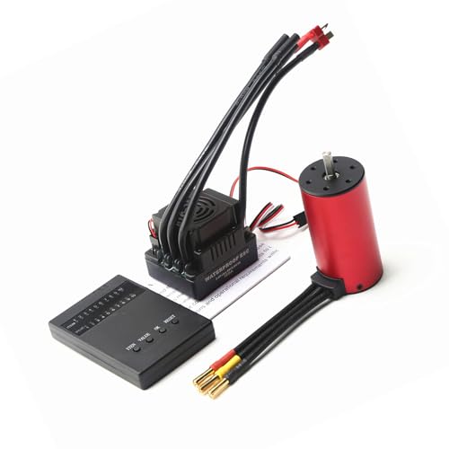 HUIOP RC car Motor, S3670 2150KV Brushless Motor Sensorless Waterproof Motor and 120A Brushless ESC T Plug Programming Card Replacement for HSP HPI 1/8 RC Car Truck