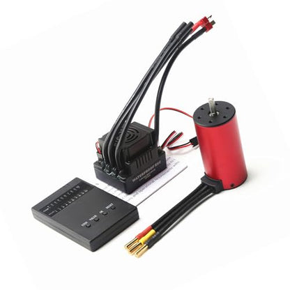 HUIOP RC car Motor, S3670 2150KV Brushless Motor Sensorless Waterproof Motor and 120A Brushless ESC T Plug Programming Card Replacement for HSP HPI 1/8 RC Car Truck
