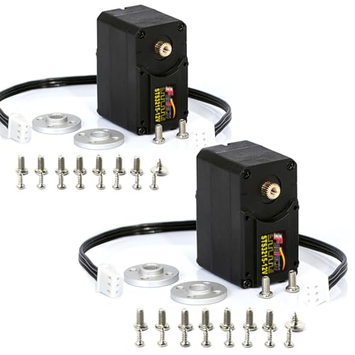 (2-Pack) FEETECH 30KG High Torque Serial Bus Servo Motor 12V, 360° Programmable Magnetic Encoder with Continuous Rotation, Two-Way Feedback, Industrial Digital Servo for Robotic Arm, RC Car, Automati