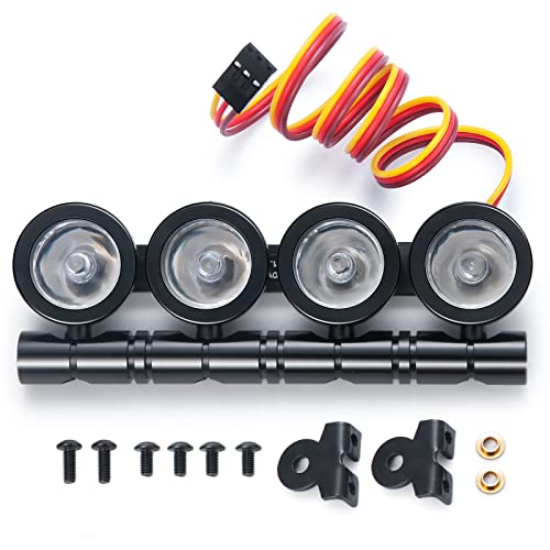 SCX10 TRX4 LED Light Bar LED Lamp Kit 4 LEDs Body Shell Roof Lights | RC Crawler LED Light Bar Kit Roof Spotlight Light for TRX4 SCX10 90027 SCX10 II 90046 D90 1/10 RC Car (Multicolor) - color: Multicolor