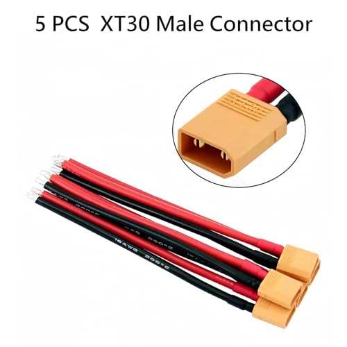 XT30 Connector Adapter with 10cm 16AWG Silicone Wire,5 Pairs XT30 Male and Female Plug Extension Cables for RC Lipo Battery FPV Racing Drone