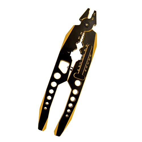 Aluminum RC Shocks Pliers Rod Ball Clamp Multi-Function & Small Cross Wrench RC Tools for 1/8 1/10 RC Car Crawler Truck Off Road Buggy Models (Black&Glod)