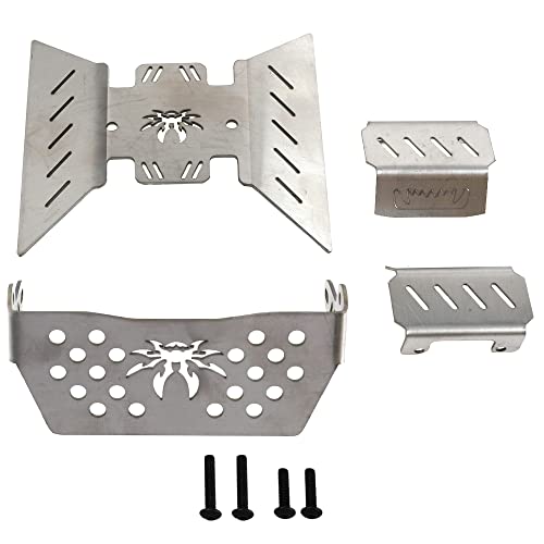 ShareGoo Stainless Steel RC Skid Plate,RC Chassis Armor Protector Plate & Center Transmission Skid Plate Mount Compatible with Axial SCX10-III AXI03007 1/10 RC Crawler Car