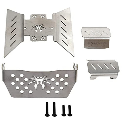 ShareGoo Stainless Steel RC Skid Plate,RC Chassis Armor Protector Plate & Center Transmission Skid Plate Mount Compatible with Axial SCX10-III AXI03007 1/10 RC Crawler Car