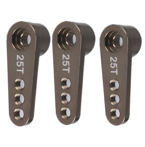Aluminum 25T Steering Servo Horn Arm,RC Steering Servo Arm Horn for RC 1:8 1:10 Model Car/Boat Futaba HSP HPI Wltoys Himoto Redcat Axial 3 pcs/Set (Titanium) - color: Titanium