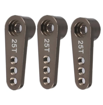 Aluminum 25T Steering Servo Horn Arm,RC Steering Servo Arm Horn for RC 1:8 1:10 Model Car/Boat Futaba HSP HPI Wltoys Himoto Redcat Axial 3 pcs/Set (Titanium) - color: Titanium