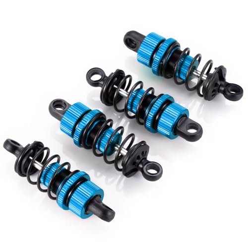 4Pcs JGGZONE 1:10 52mm RC Oil Filled Shock Absorbers Assembled Kit Compatible with Tamiya TT-01 TT-02 M03 M04 M05 M06 1:10 On Road Car Upgrades Replace Parts (Blue, 52MM) - color: Blue, size: 52MM