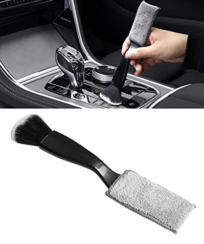 Universal 2 in 1 Duster for Car Clean,Car Bursh Tool,Double Head Brush,Auto Interior Detailing Brush,Soft Car Interior Detailing Brush Dust Brush (Black) - color: Black