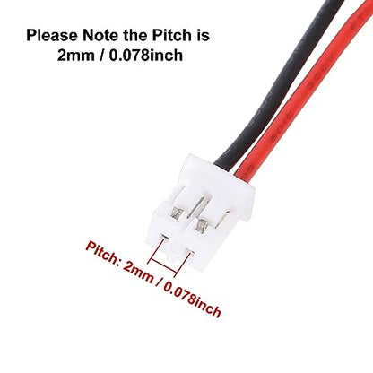 Alinan 20pcs Jst 2.0 Ph 2 Pin Connector Plug, Included 10pcs Mini 2 Pin Jst Ph2.0 26AWG Female Connector Plug with 300mm Cable Wire and 10pcs Micro Jst Ph2.0mm 2Pin Male Connector Plug - color: 2Pin 26AWG 300mm Cable
