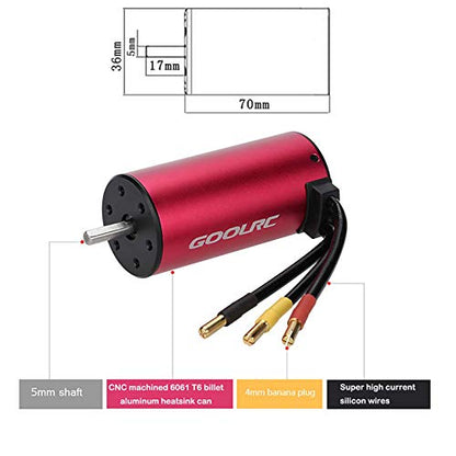 GoolRC S3670 RC Brushless Motor ESC Combo, 2850KV Sensorless Brushless Motor 120A Brushless ESC and Program Card Combo Set for 1:8 Scale RC Toys Prefect Modification Accessories