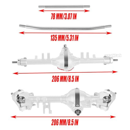 RC Front Rear Axles Upgrades Part for 1/10 SCX10 SCX10 II 90046 90047,Aluminum Alloy Front Rear Axle Hops Up,Silver - color: Silver/Red - (Axles)