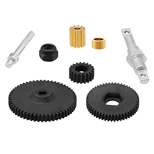 RC Transmission Gear Set Metal Gearbox Gear with Shaft and Motor Gear for Axial SCX24 90081 AXI00001 AXI00002 AXI00005 AXI00006 1/24 RC Crawler Car Upgrade Parts