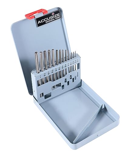 Accusize Industrial Tools 1/16-1/4'' 13 Pcs Hss 6542 Straight Flute, Chucking Reamer Set, 5500-Se00 | ANSI Standard, Straight Shank and Straight Flute, Right-Hand Cut, Fractional Sizes by 64ths, 5500-SE00
