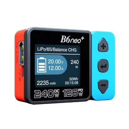 B6 neo B6neo+ 240W Smart Charger 10A PD 126W for RC Helicopter, Aircraft Li-Polymer/Life/Li-Ion/NiMH/NiCd/Lead Batteries (Red & Blue) - color: Red & Blue