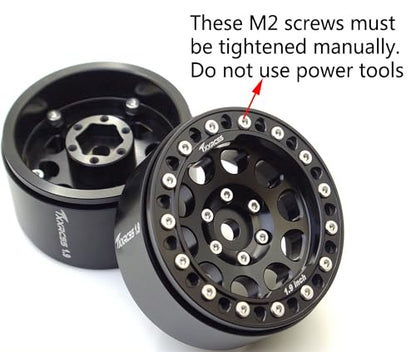 RC 1.9 Inch Beadlock Wheels Rims Hex 12mm Aluminum Wheel for TRX4 SCX10 Gen8 1/10 RC Crawler Remote Control Car Upgrades Accessories (Black) - color: Black