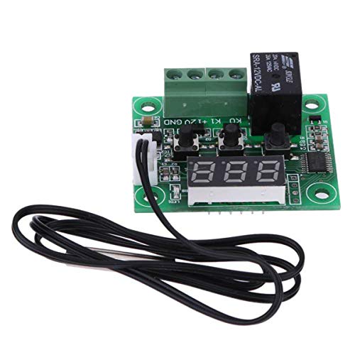 FainWan 2pcs W1209 12V DC Digital Temperature Controller Board Micro Thermostat -50-110°C Electronic Module Switch with 10A One-Channel Relay and Waterproof Compatible with Ar-duino Rasp-Berry Pi