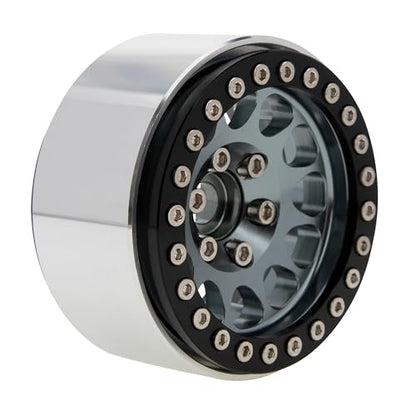 MEUS RACING 1.9 Beadlock Wheels Rims Deep-Dish Wheel for Axial SCX10 Traxxas TRX4 Vanquish VS4-10 Redcat Gen8 1/10 RC Crawler Upgrades (Style A, Titanium) - color: Style A, Titanium