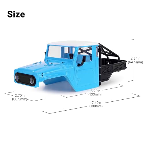 INJORA IR40-24 Half Truck Hard Body with Cage for 1/24 SCX24 Upgrade(Blue) - color: Blue