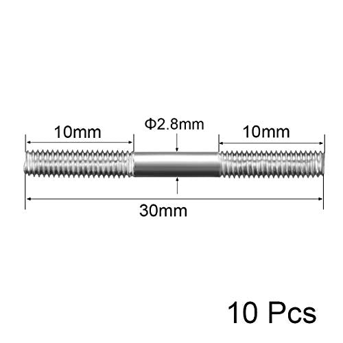 uxcell M3x30mm Pushrod Connector Stainless Steel Rod Linkage,for RC Boat,Car,Airplane,Helicopter,10pcs - size: M3x30mm
