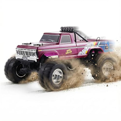 FMS 1/10 RC Truck Ford F-100,2WD Monster Truck with Licensed Body, 550 Brushed Motor, Oil Shocks, Independent Suspension – All-Terrain RC Crawler, High Speed Off-Road RC Car for Gift（Red High Roller） - color: Red High Roller