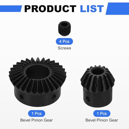uxcell 2Pcs Tapered Bevel Gears Set, 1.5 Mod 1:2 (15T/30T) Harden Steel Straight Bevel Gear, 90 Degree Steering Motor Gears, (8/19mm Shaft Hole with Keyway) - size: 8/19mm