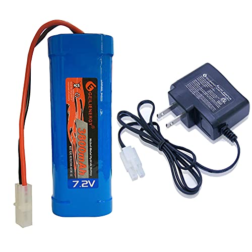 7.2v 3800mAh Ni-Mh Rechargeable RC Replacement Battery with Standard Tamiya Connector (1 Pack Battery with 1 Charger) - color: 1 Pack Battery with 1 Charger