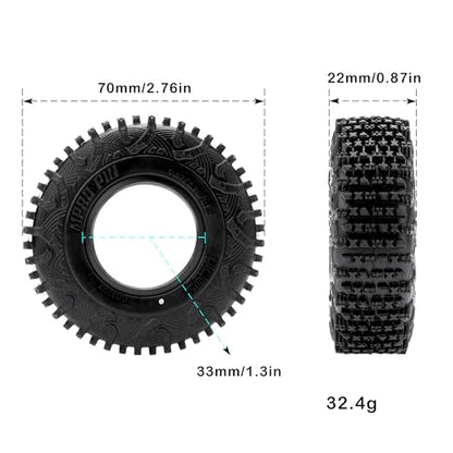 MEUS RACING 1.3 Tires - MS6 MPRO Pin Tires for TRX4M SCX24 FCX24 AX24 1/24 1/18 RC Crawler, 0.87/2.76/R1.3, #1302