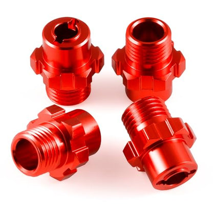 4Pcs Aluminum Alloy RC Hex Combiner Wheel Hex Hub Adapter Upgrades for 1/8 Tra-xxas Jato VXL 2S RC Monster Trucks (Red) - color: Red