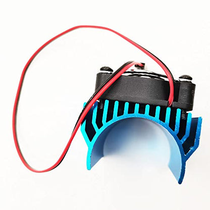 Alloy RC Motor Heat Sink Heatsink with 5V Cooling Fan for 540, 550, 3650, 3660, 3674 Brushless Motor for 1/10, 1/8 RC Car Truck Buggy Crawler (Blue)
