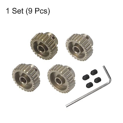 HARFINGTON 48P Hardened Pinion Motor Gear Set 4pcs 24T 25T 26T 27T Fit 1/8 inch RC Motor Shaft 48 Pitch 7075 Aluminum Gears for RC Car, with Hex Key - style: 24T 25T 26T 27T